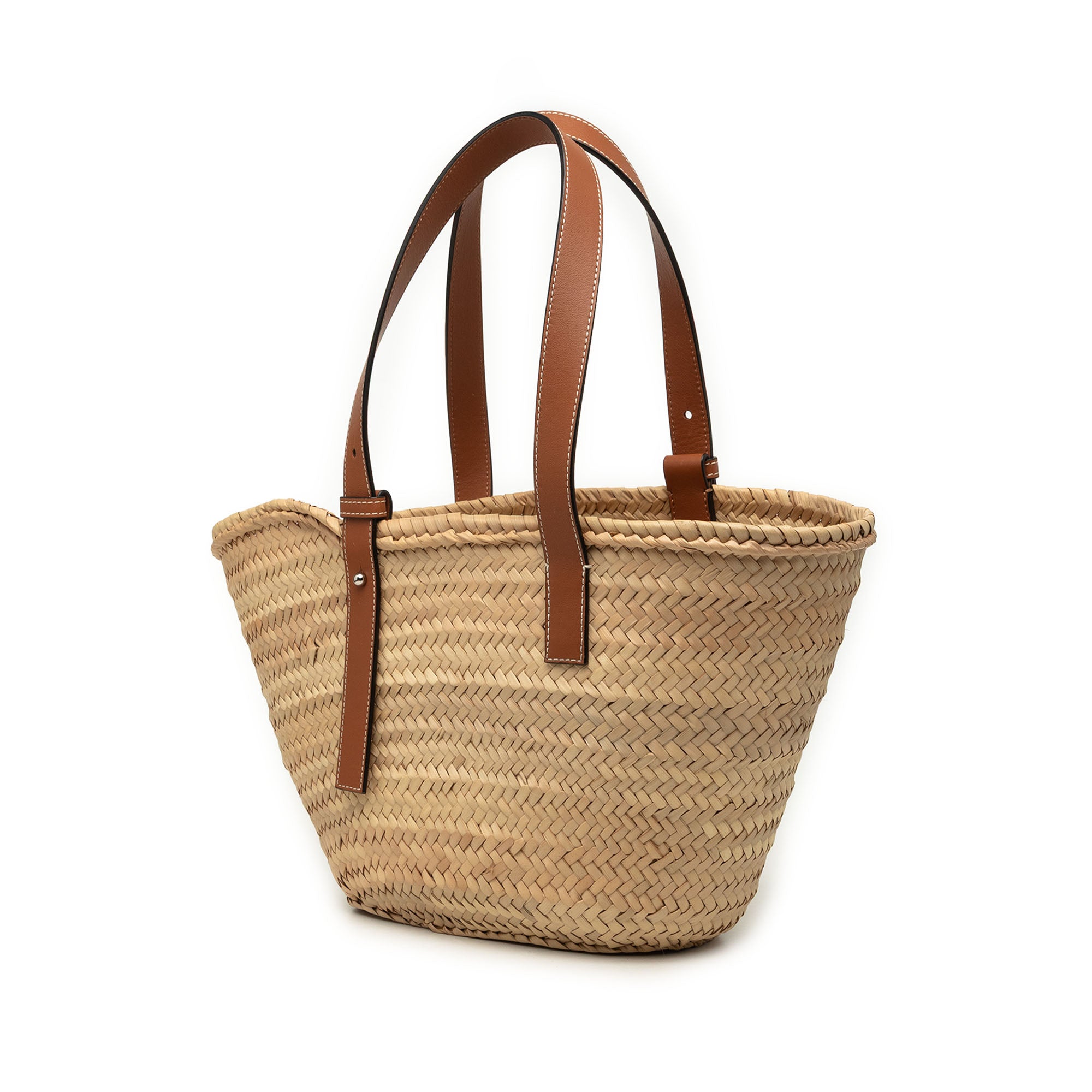 Small Raffia Anagram Basket Tote Beige - Lab Luxury Resale