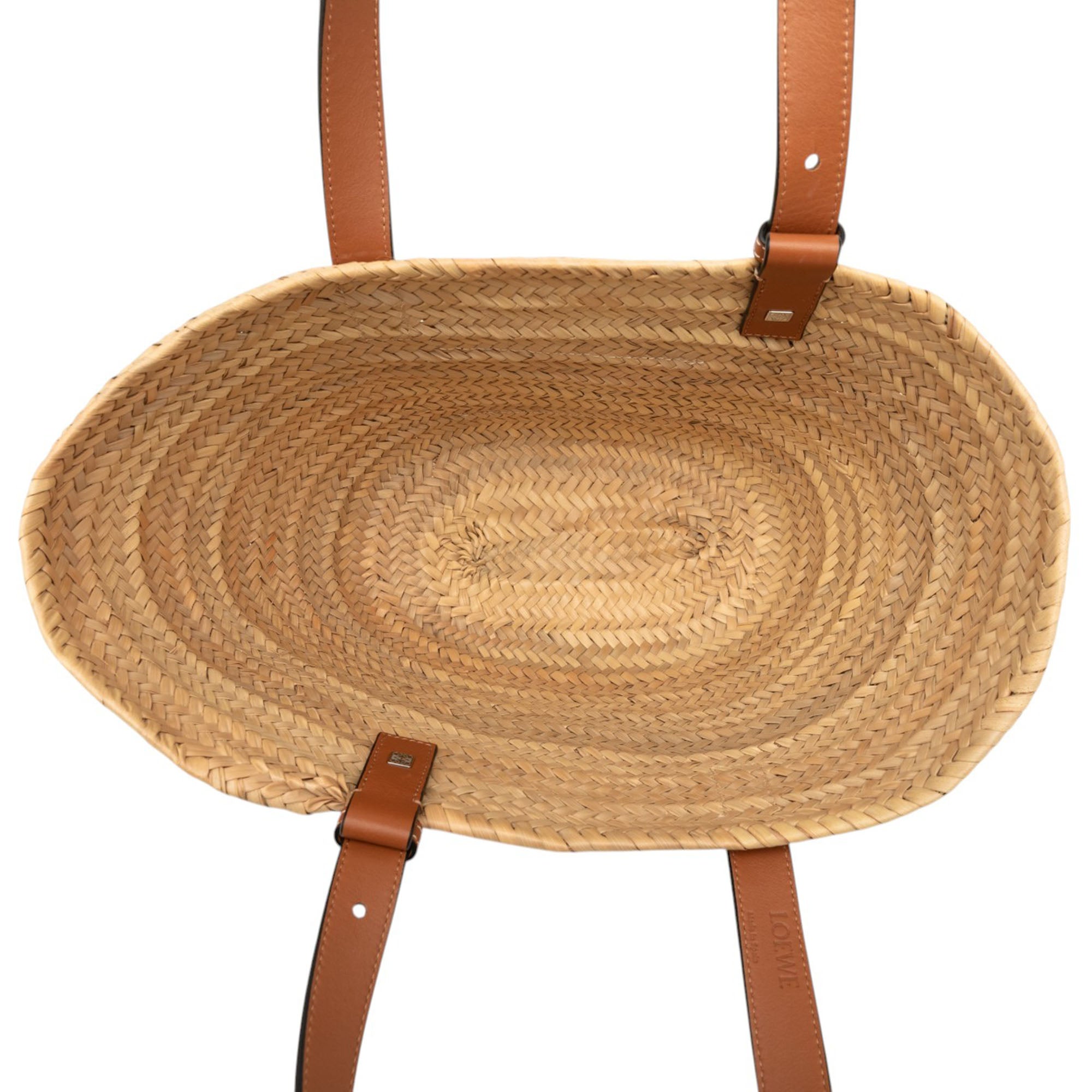 Small Raffia Anagram Basket Tote Beige - Lab Luxury Resale