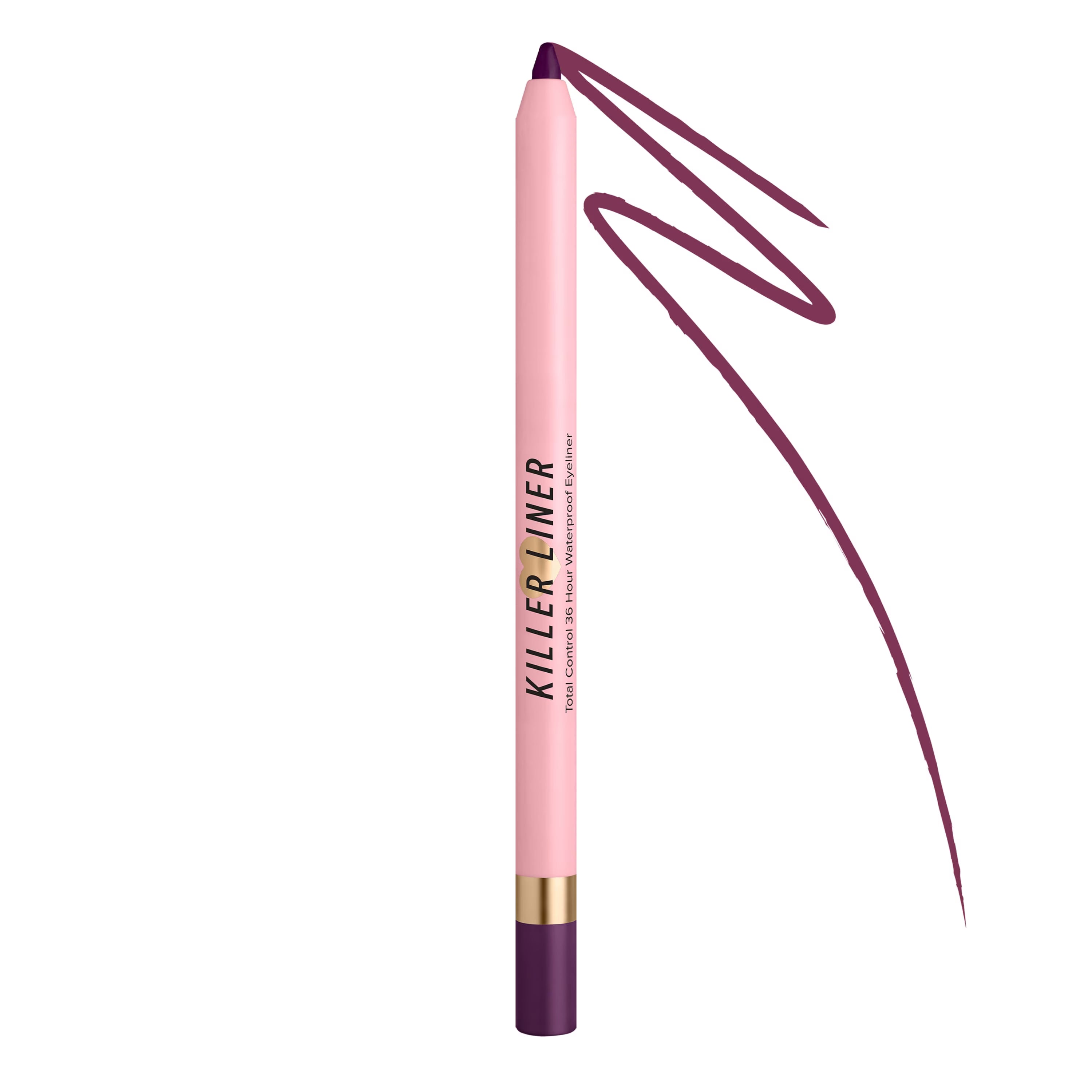 Too Faced Killer Liner in Killer Queen, new in box, showcasing the sleek black eyeliner pencil with a shiny silver cap.