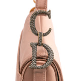 Mini Satin Crystal Embellished Saddle Bag Pink - Lab Luxury Resale