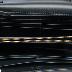 Smooth and Grained Calfskin Vitello King Cruise FF Diamonds Continental Envelope Wallet On Chain Black - Lab Luxury Resale