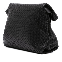 Small Nappa Intrecciato Fold Over Flap Crossbody Black - Lab Luxury Resale