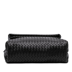 Small Nappa Intrecciato Fold Over Flap Crossbody Black - Lab Luxury Resale