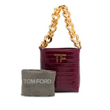 Mini Croc-Embossed Chain Bucket Bag Purple - Lab Luxury Resale