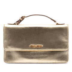 Metallic Leather Top Handle Wallet Bag Gold - Lab Luxury Resale