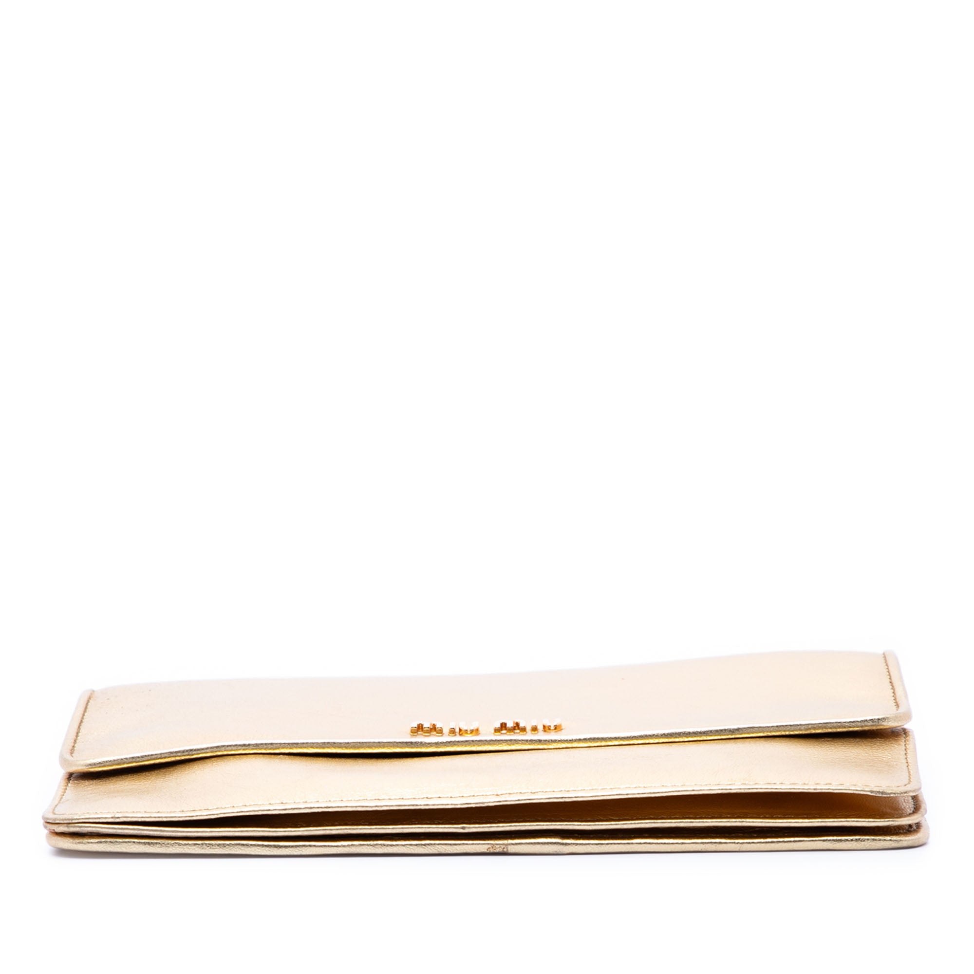 Metallic Leather Top Handle Wallet Bag Gold - Lab Luxury Resale