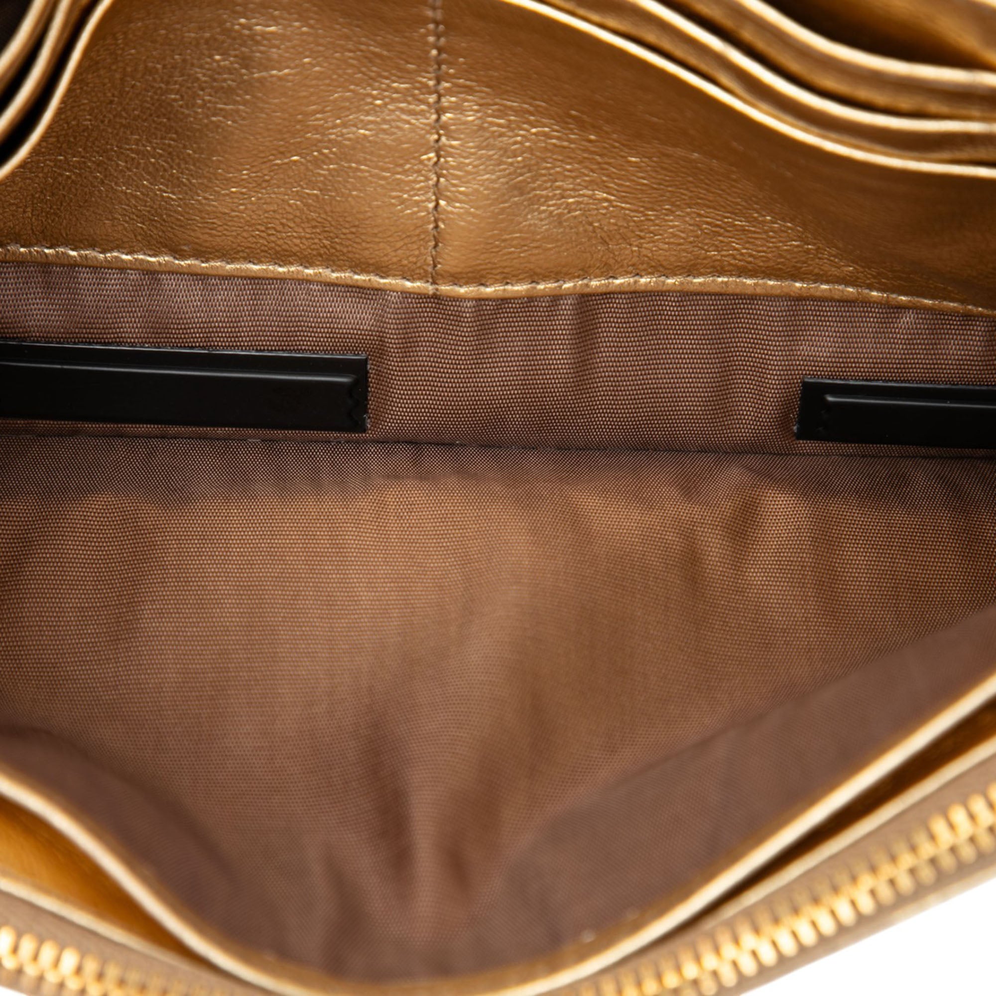Metallic Leather Top Handle Wallet Bag Gold - Lab Luxury Resale