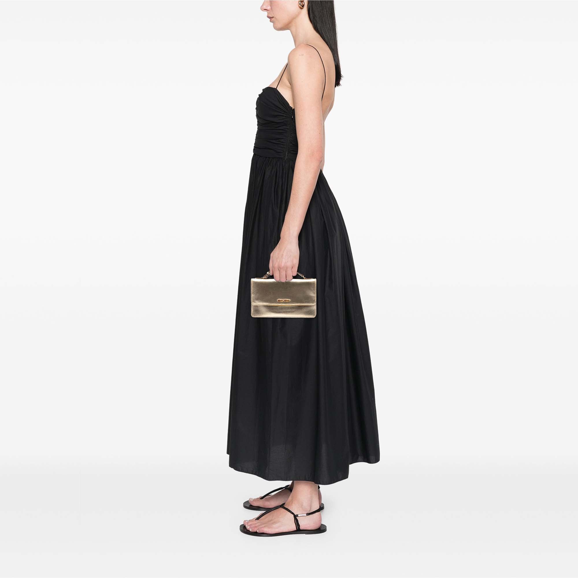 Metallic Leather Top Handle Wallet Bag Gold - Lab Luxury Resale
