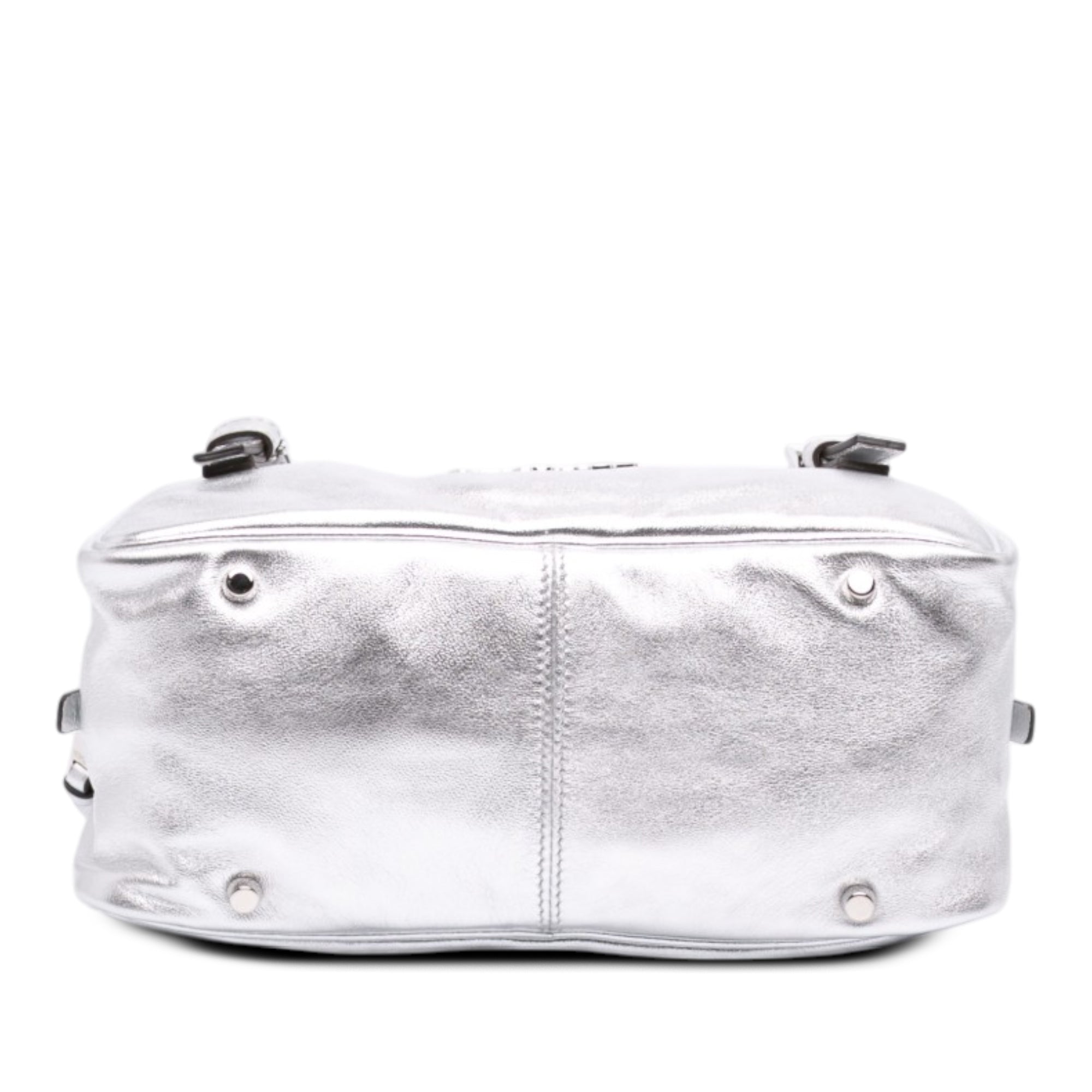 Metallic Leather Tag Bowling Bag Silver - Lab Luxury Resale