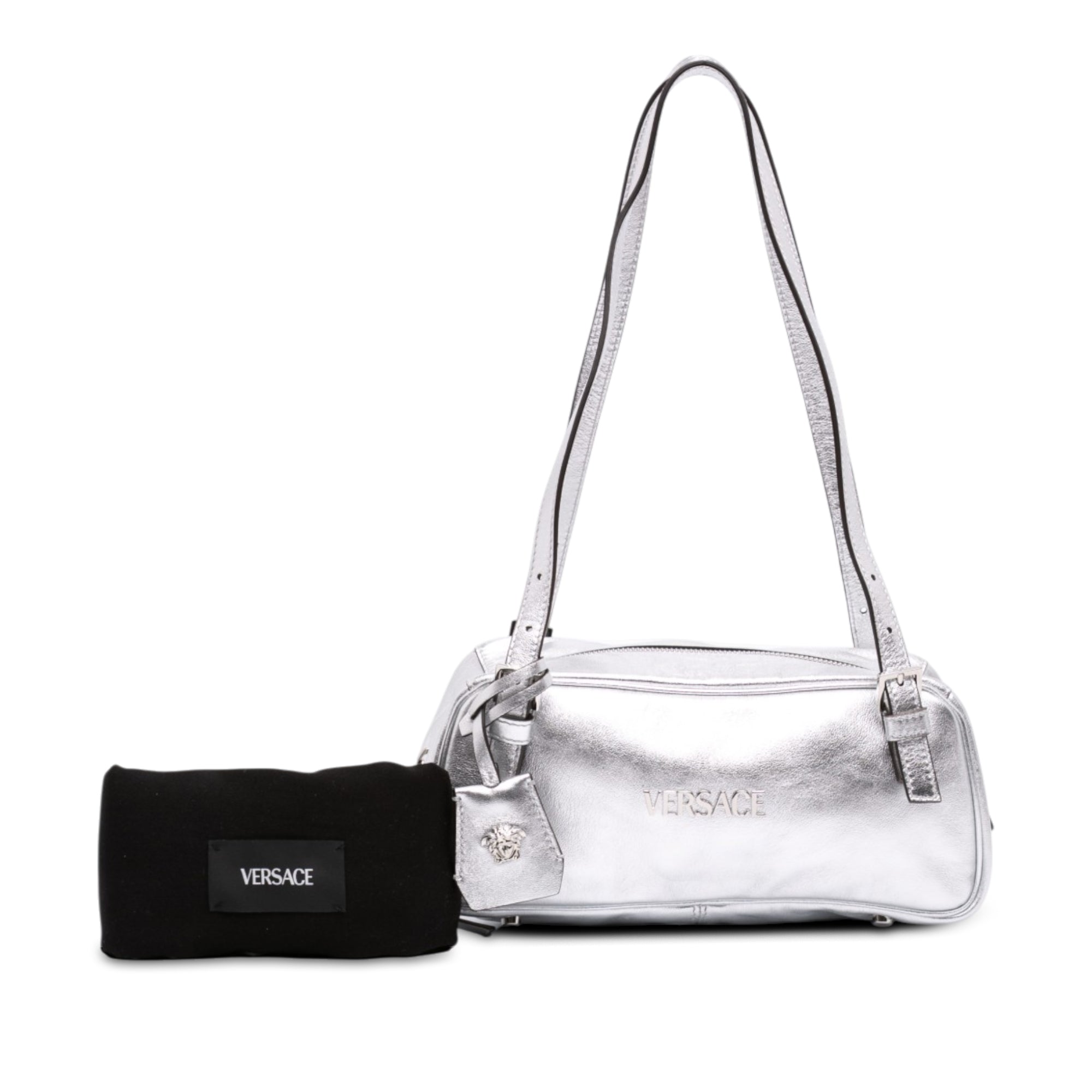 Metallic Leather Tag Bowling Bag Silver - Lab Luxury Resale