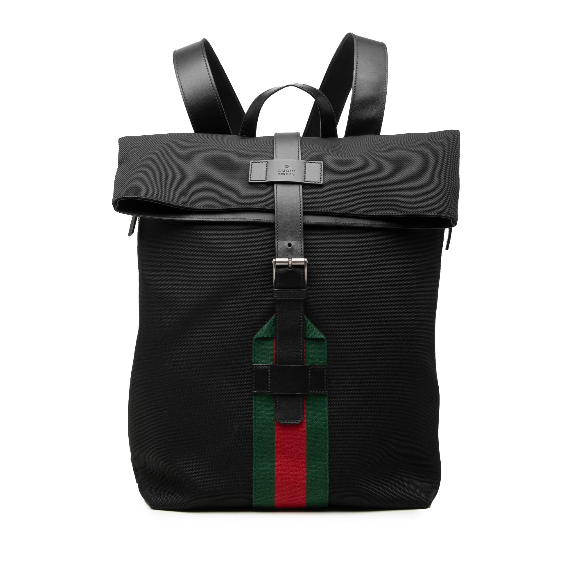 Canvas Techno Web Fold Over Backpack Black - Lab Luxury Resale