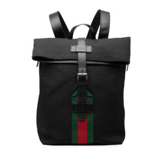 Canvas Techno Web Fold Over Backpack Black - Lab Luxury Resale