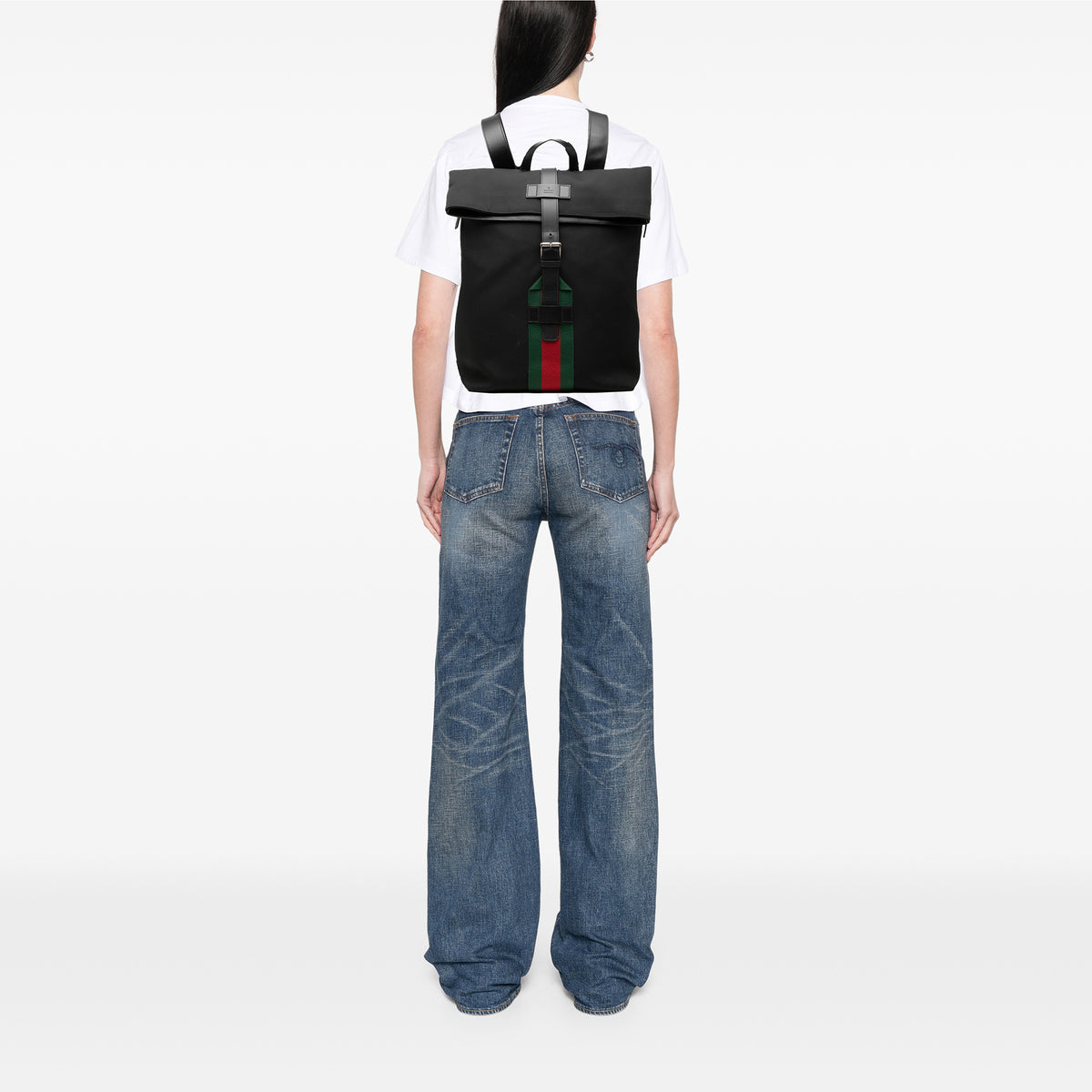 Canvas Techno Web Fold Over Backpack Black - Lab Luxury Resale