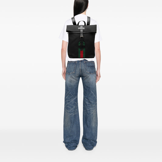 Canvas Techno Web Fold Over Backpack Black - Lab Luxury Resale