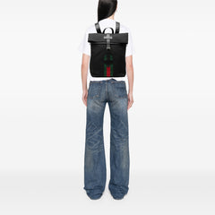 Canvas Techno Web Fold Over Backpack Black - Lab Luxury Resale