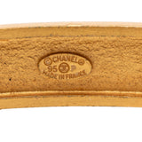 Gold Plated Leather Woven Chain Logo Plate Cuff Bracelet Gold - Lab Luxury Resale
