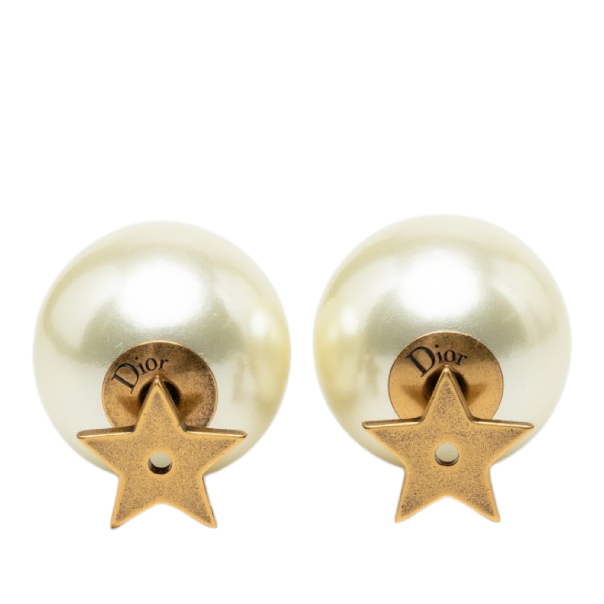 Gold Plated Faux Pearl Star Tribales Push Back Earrings Gold - Lab Luxury Resale