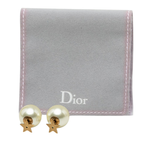 Gold Plated Faux Pearl Star Tribales Push Back Earrings Gold - Lab Luxury Resale