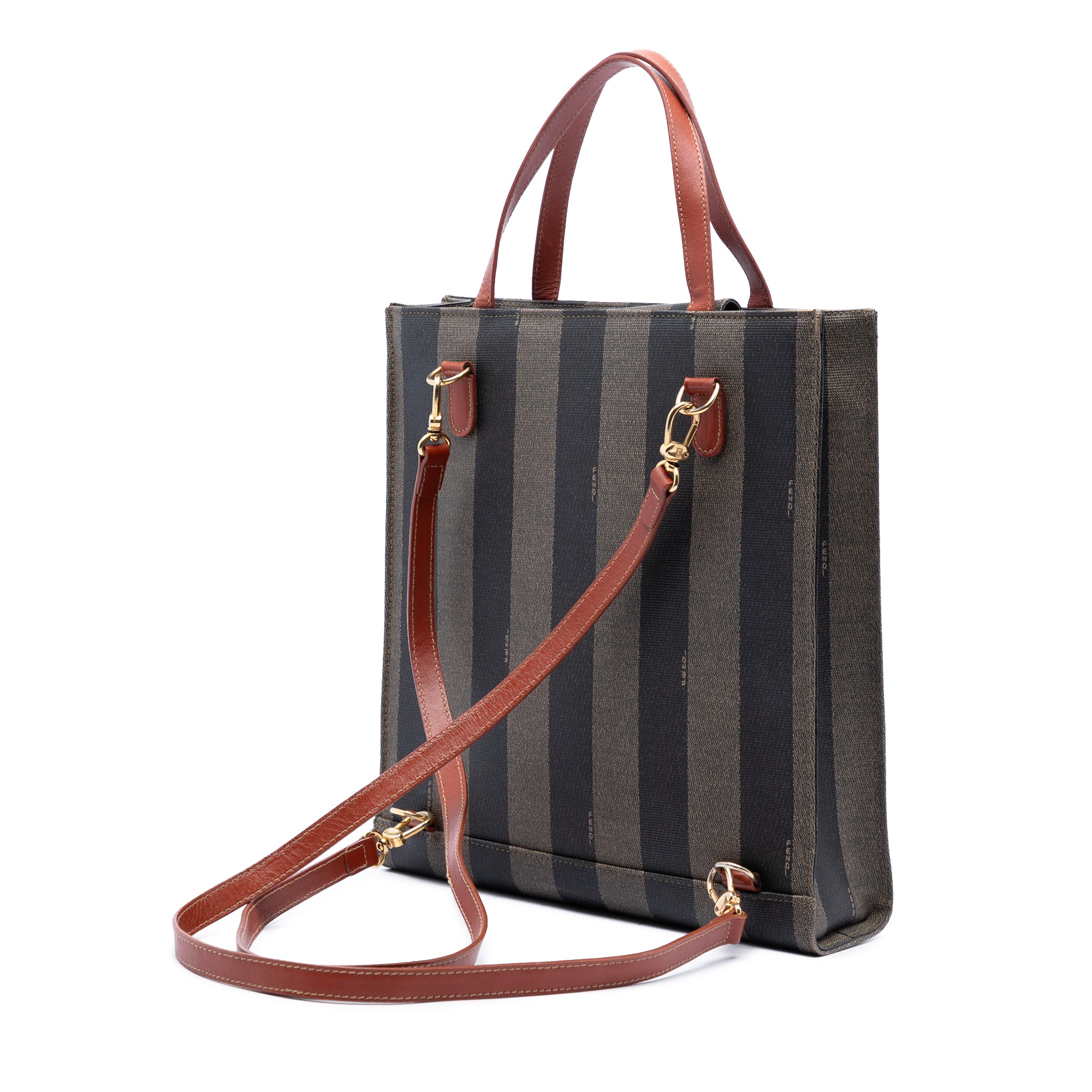 Pequin Coated Canvas FF Convertible Backpack Brown - Lab Luxury Resale