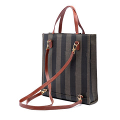 Pequin Coated Canvas FF Convertible Backpack Brown - Lab Luxury Resale