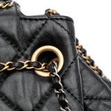 CC Quilted Lambskin Chain Drawstring Bucket Bag Black - Lab Luxury Resale
