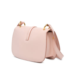 Pink calfskin Tom Ford Lock crossbody bag with gold-tone hardware and adjustable strap.