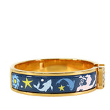 Narrow Enamel Sous le Charm d Orphee Clic H Bracelet PM Blue - Lab Luxury Resale