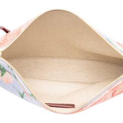 Paulas Ibiza Canvas Rose Print Clutch Blue - Lab Luxury Resale