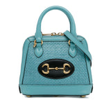 Mini Raffia Horsebit 1955 Top Handle Bag Blue - Lab Luxury Resale