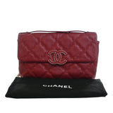 CC Quilted Calfskin Double Stitch Hamptons Flap Red - Lab Luxury Resale