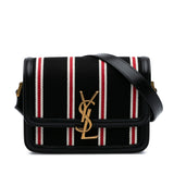 Small Canvas Striped Solferino Satchel In Box Black - Lab Luxury Resale
