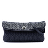 Mini Nappa Intrecciato Turn Lock Crossbody Black - Lab Luxury Resale
