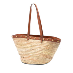 Large Raffia Classic Studded Panier Tote Beige - Lab Luxury Resale