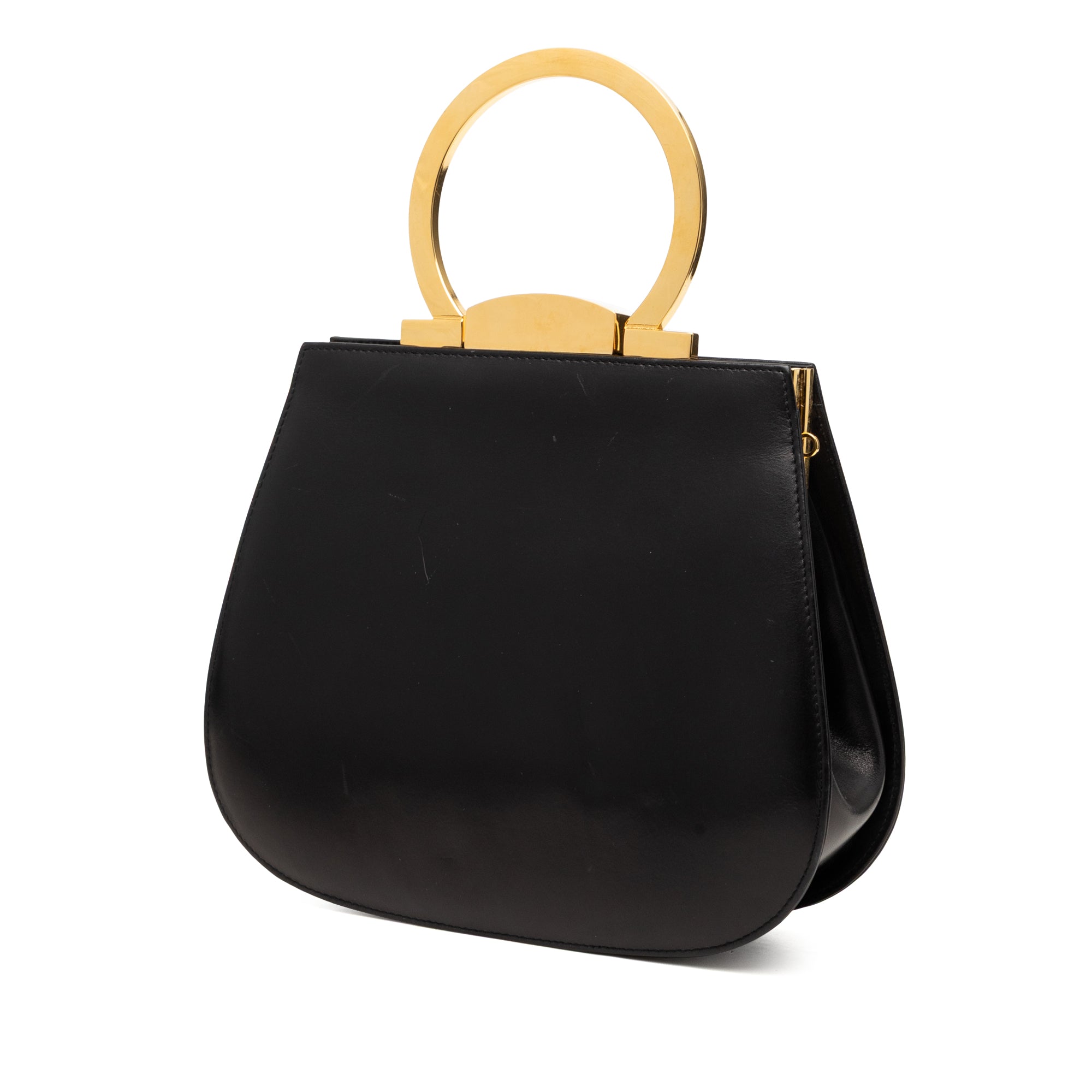Leather Gancini Top Handle Bag Black - Lab Luxury Resale