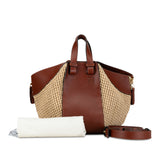 Small Leather and Raffia Hammock Bag Brown - Lab Luxury Resale