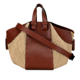 Small Leather and Raffia Hammock Bag Brown - Lab Luxury Resale