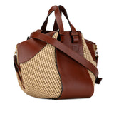 Small Leather and Raffia Hammock Bag Brown - Lab Luxury Resale