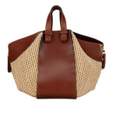 Small Leather and Raffia Hammock Bag Brown - Lab Luxury Resale