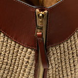 Small Leather and Raffia Hammock Bag Brown - Lab Luxury Resale