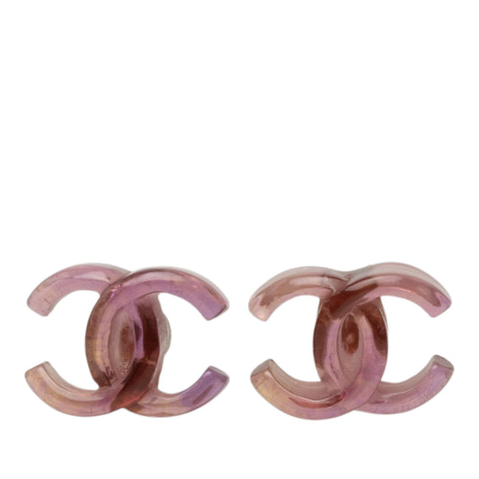 CC Resin Bullet Back Earrings Purple - Lab Luxury Resale