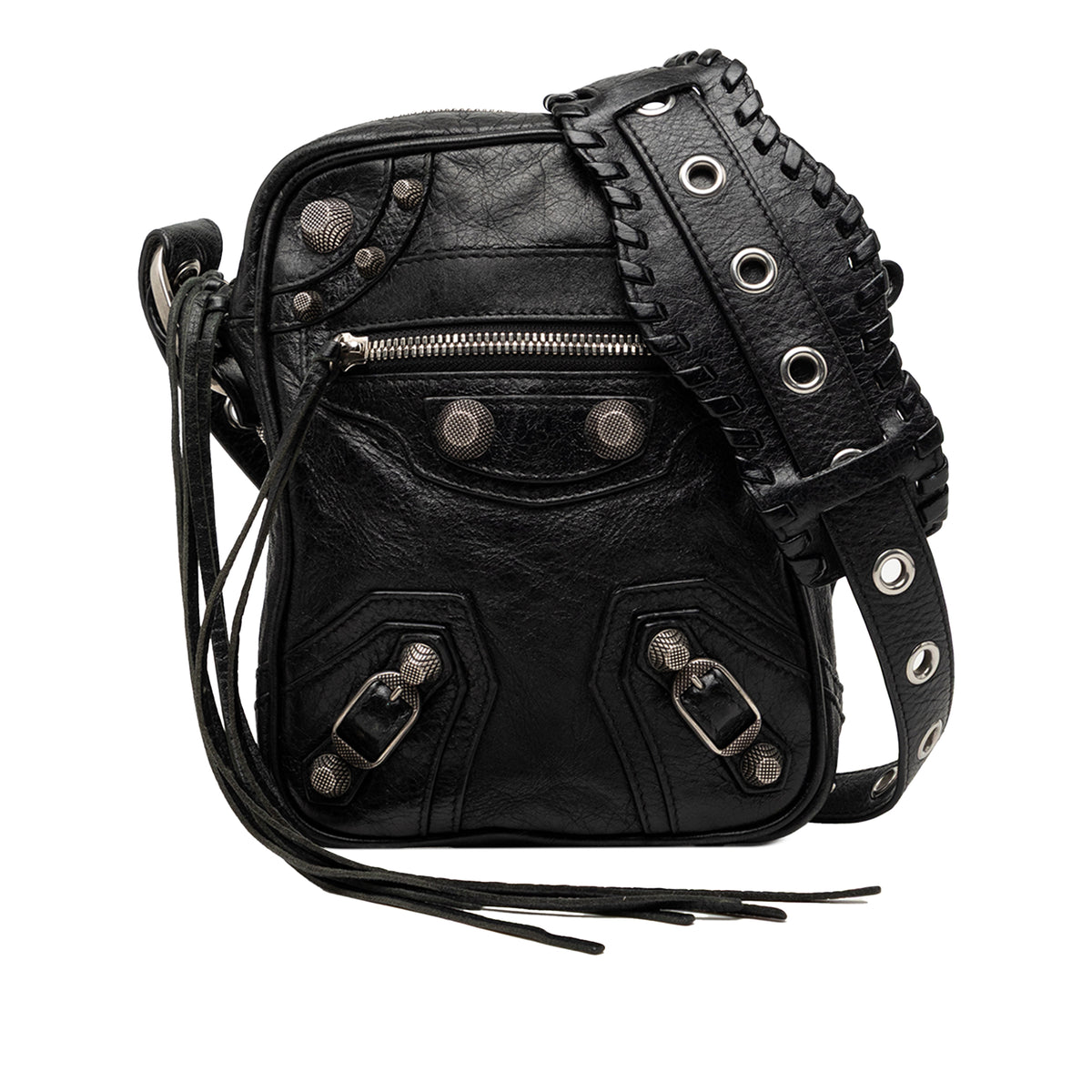 Lambskin Motocross Le Cagole Messenger Bag Black - Lab Luxury Resale
