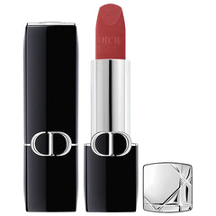 Dior Rouge Dior refillable lipstick in satin and matte shades, new in box, showcasing elegant packaging and variety of colors.