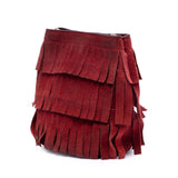 Mini Suede Fringe Bucket Bag Red - Lab Luxury Resale