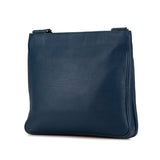 Vitello Daino Zip Top Crossbody Blue - Lab Luxury Resale