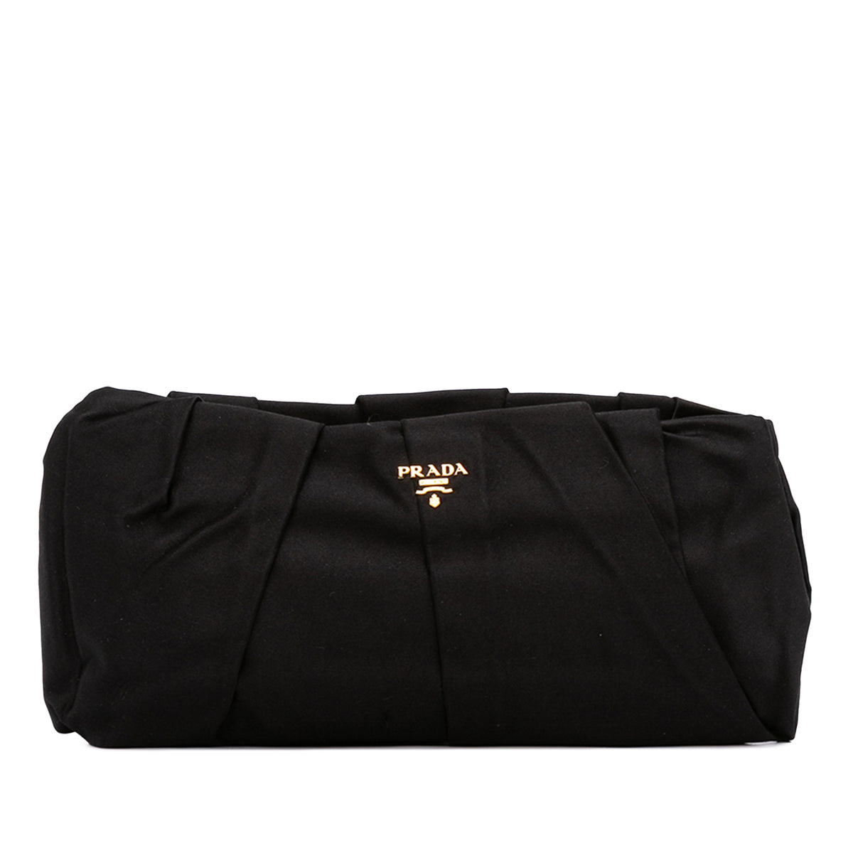 Pleated Satin Frame Clutch Black - Lab Luxury Resale