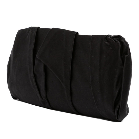 Pleated Satin Frame Clutch Black - Lab Luxury Resale