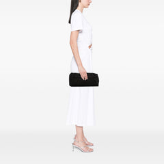 Pleated Satin Frame Clutch Black - Lab Luxury Resale