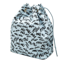 Printed Canvas Drawstring Pouch Blue - Lab Luxury Resale