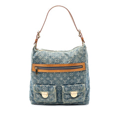 Louis Vuitton Monogram Denim Baggy GM bag with large shape, adjustable straps, and signature LV monogram pattern on denim fabric.