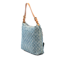 Louis Vuitton Monogram Denim Baggy GM bag with adjustable straps and spacious interior, featuring classic LV monogram pattern.